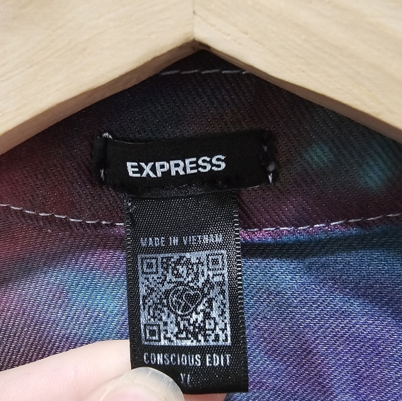 Custom Tie Dye Denim Shacket Express XL - Picture 4 of 9